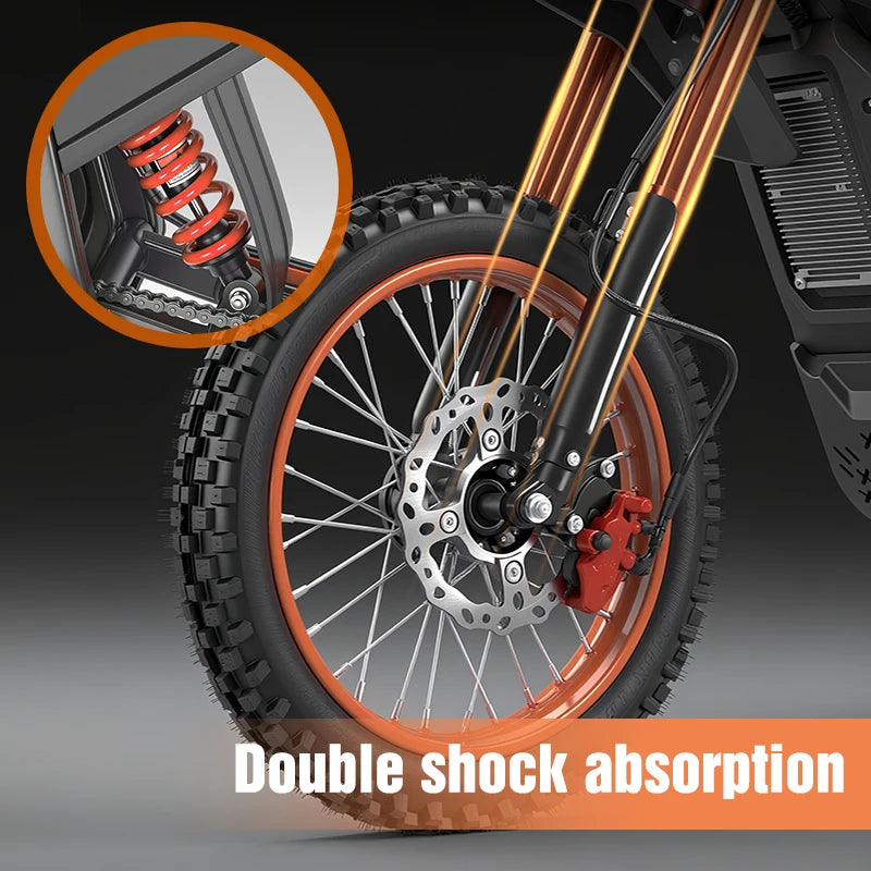 Dropshipping Electric Motocross Bike 60V 27AH 1600W,40Mph,37 Miles,Urban Commuting Front 17";Rear 14" Off-Road Electric Bike