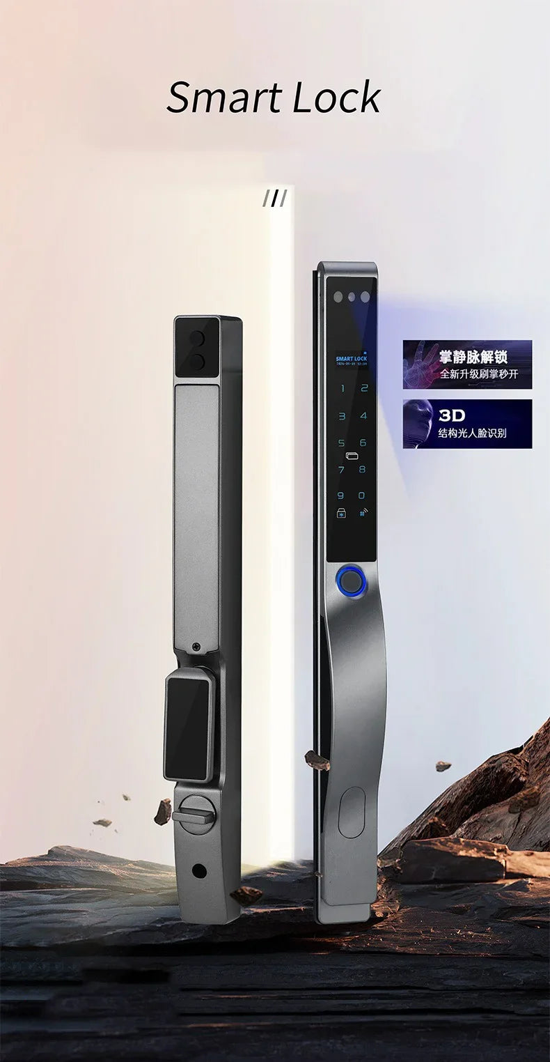 SZJN 3D Face Recognition Tuya Wifi Digital Electronic Broken Bridge Aluminum Lock Waterpoof Fingerprint Password Card Key Unlock