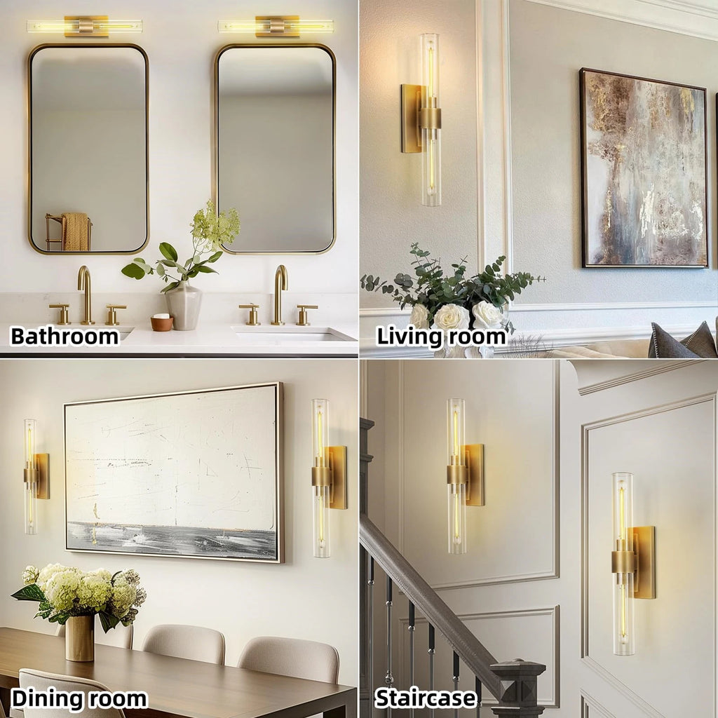 Modern Led Double Head Glass Wall Light For Living Room Bedroom Bathroom Loft Wall Lamps Luxury Indoor Room Decor Mirror Sconces