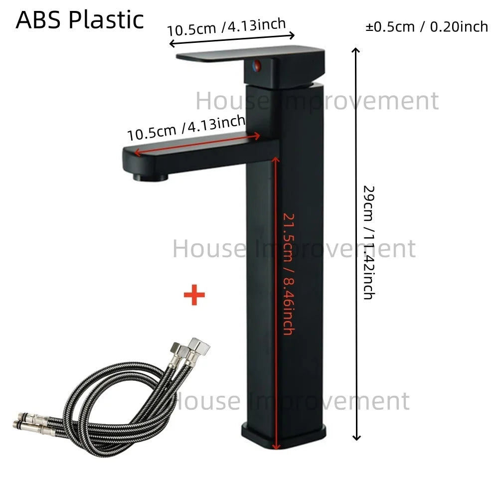 Hot and Cold Bathroom Faucet Water Mixer Tap Single Handel Single Hole Deck Mounted Plastic Washbasin Bathtub Faucet G1/2
