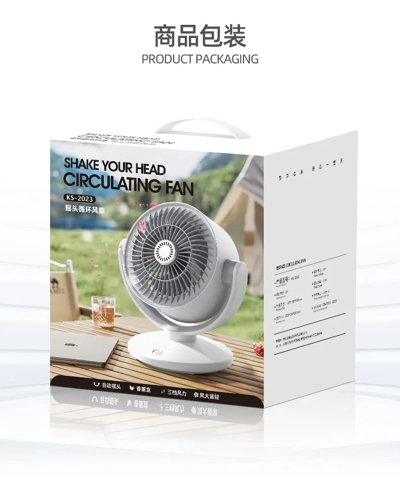 Air Circulator Fan, Household Electric Fan, Desktop Portable Oscillating Low Noise Fan for Student Dormitory and Office
