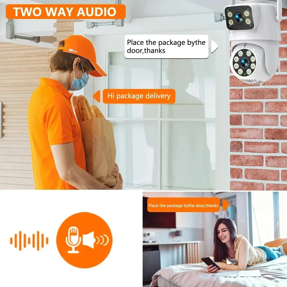 ANSVICAM Tuya Outdoor Wireless Security IP Camera 4K 8MP HD Dual Lens Wifi PTZ Camera Auto Tracking Street Surveillance Camera