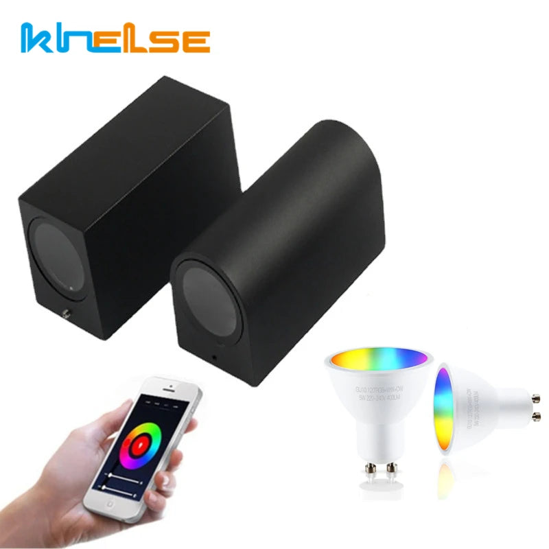 Tuya Smart LED Wall Light Up and Down RGB CCT Outdoor Bluetooth/WIFI APP Control GU10 Bulb Exterior Garden Porch Sconces Lamp
