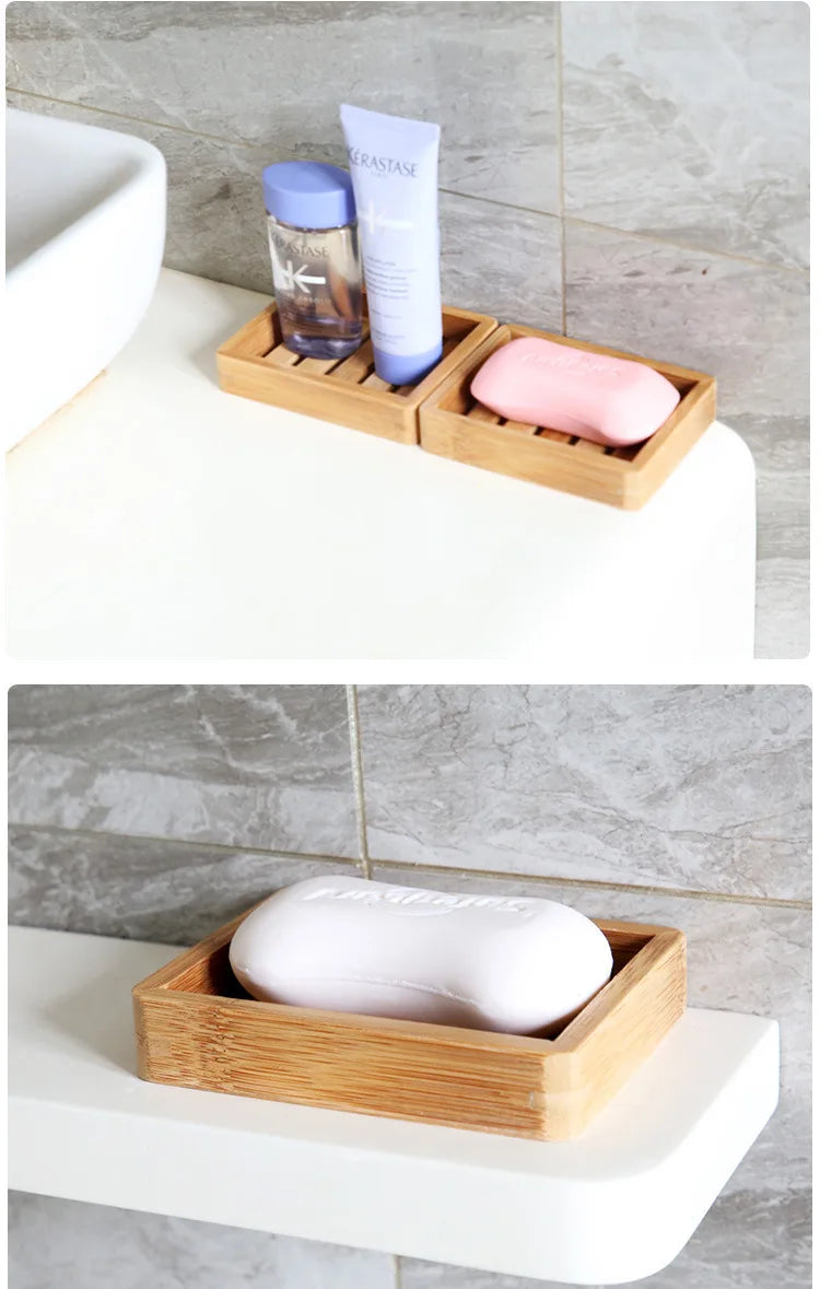 Creative bamboo soap box Simple wooden  soap dish Essential oil soap rack Drain soap holder