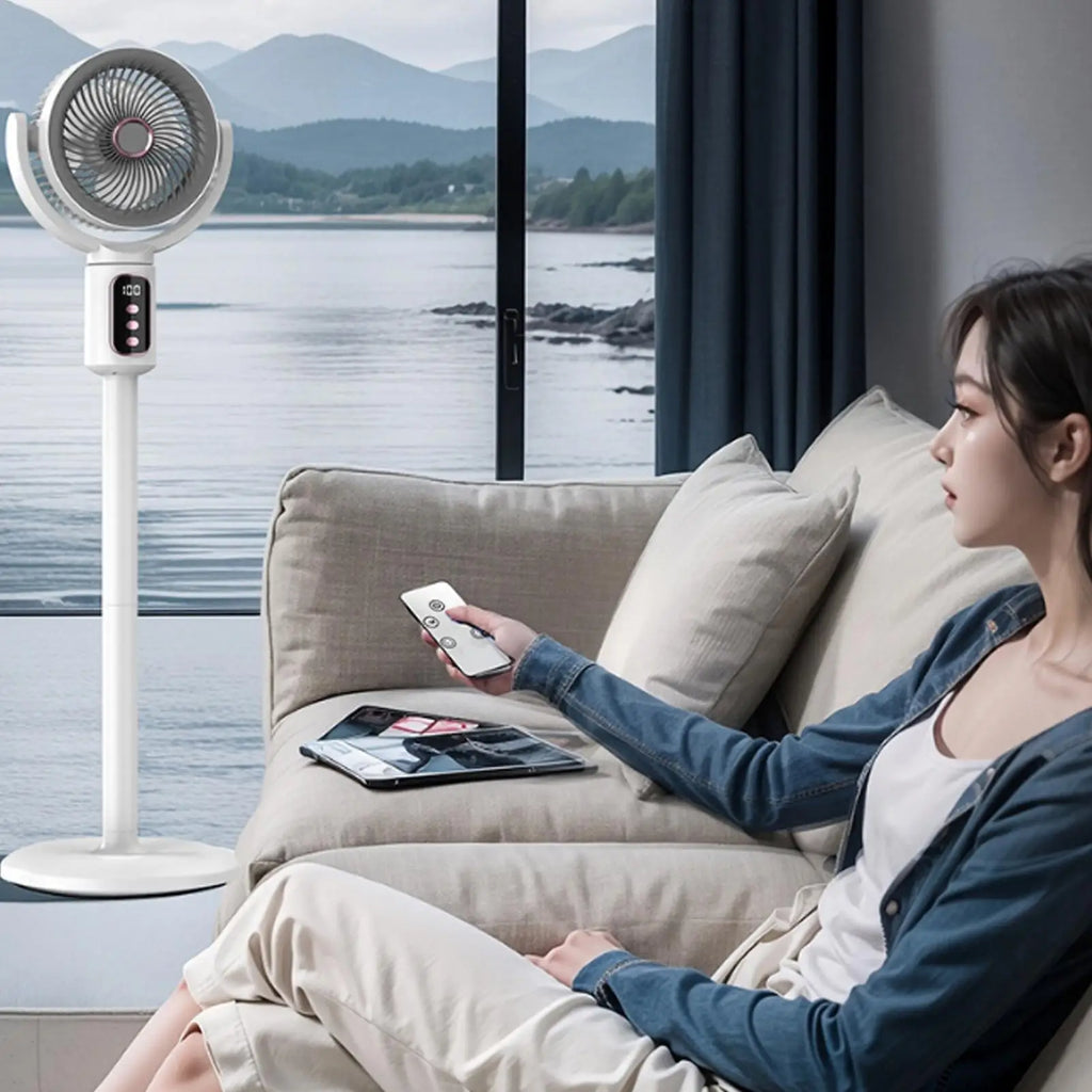 Air Circulation Fan Rechargeable Oscillating Fan Five Gear Adjustment Stand Fan Adjustable Height Household Air Circulation Fan