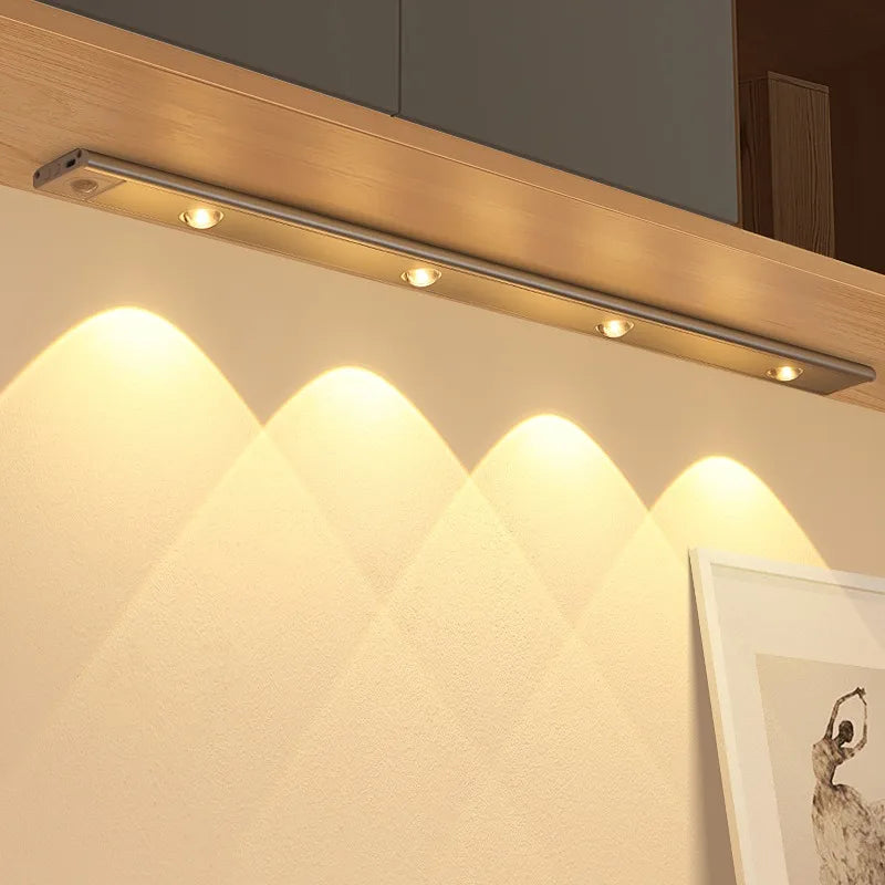 LED Motion Sensor Wireless Ultra Thin Night Light USB LED Wine Cooler Light For Kitchen Cabinet Bedroom Wardrobe Indoor Lighting
