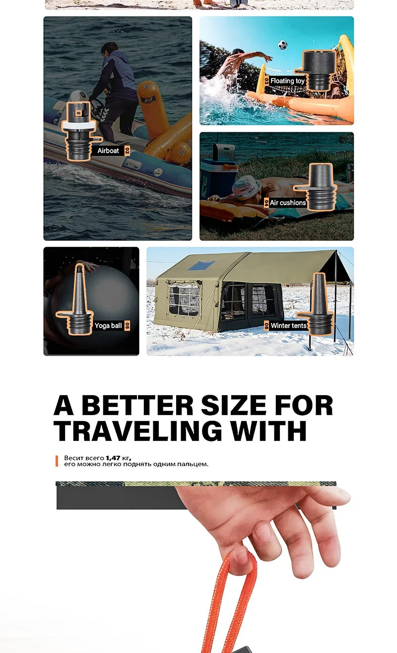 SUP Pump Stand-Up Paddle Rechargeable 20PSI Inflatable PVC Boat Kayak Accessories for Surfing Kite Mattress Tent Mattress
