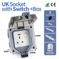 GTRIC Waterproof Outdoor Plug Electrical Sockets 250V AC IP66 DustProof Waterproof Socket With Switch Outside Master Plug