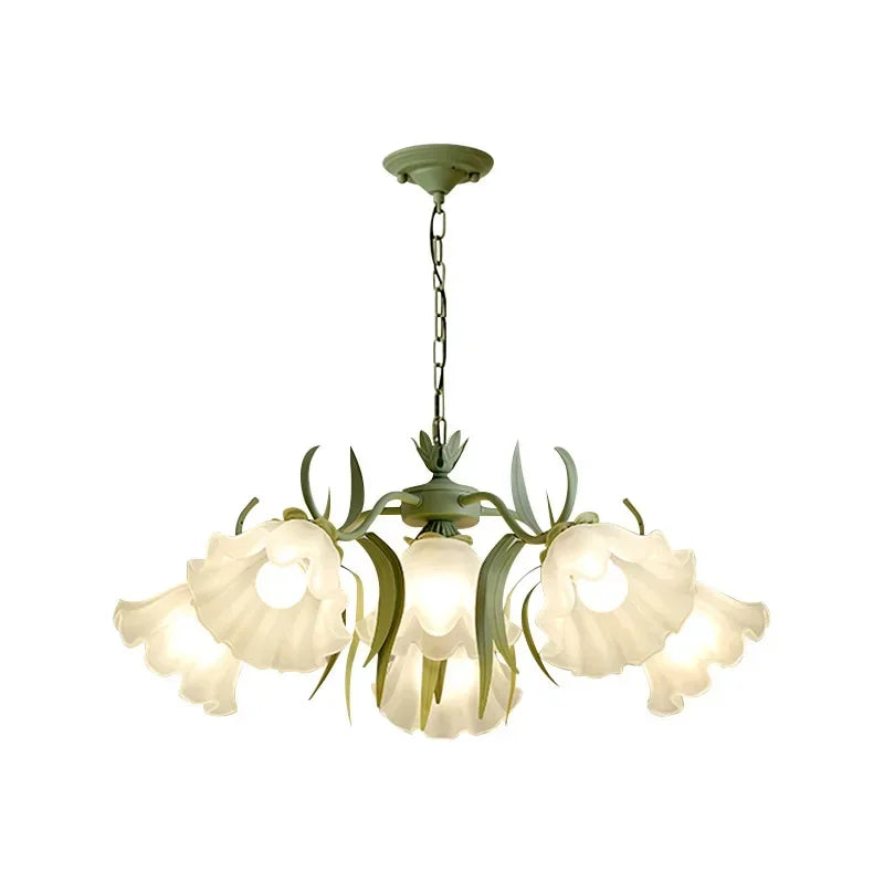 Modern Light Luxury Living Room Chandelier French Creative Lily of The Valley Acrylic Lamp Retro Dining Room Bedroom Lamps