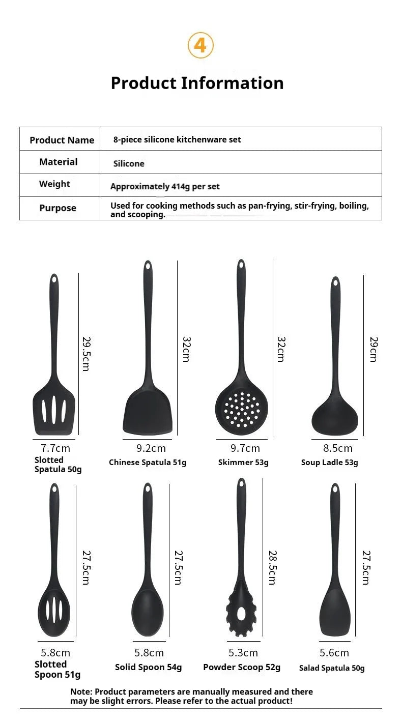 1/4/8Pcs Silicone Cooking Utensils Set, Kitchen Utensils Set for Non-stick Cookware, Dishwasher Safe Kitchen Gadgets Tools