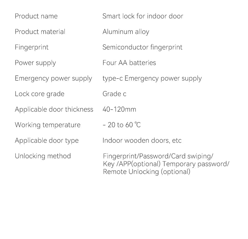 Tuya Bluetooth Smart Fingerprint Door Lock Electronic Lock With Password/Key/Card/APP Unlock Home Protection Smart Life Control