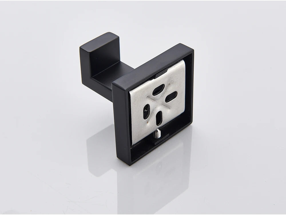 Bathroom Hardware Set Black Robe Hook Towel Rail Bar Shelf Tissue Paper Holder Wall Mounted Bathroom Accessories