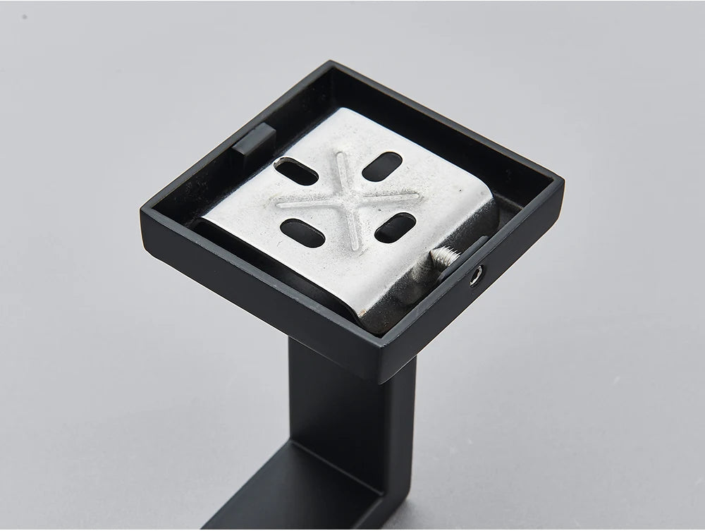 Bathroom Hardware Set Black Robe Hook Towel Rail Bar Shelf Tissue Paper Holder Wall Mounted Bathroom Accessories