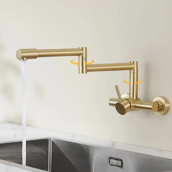 Black Pot Filler Tap Wall Mounted Foldable Kitchen Faucet Hot Cold Brushed Gold Sink Faucet Tap Rotate Folding Spout SUS304