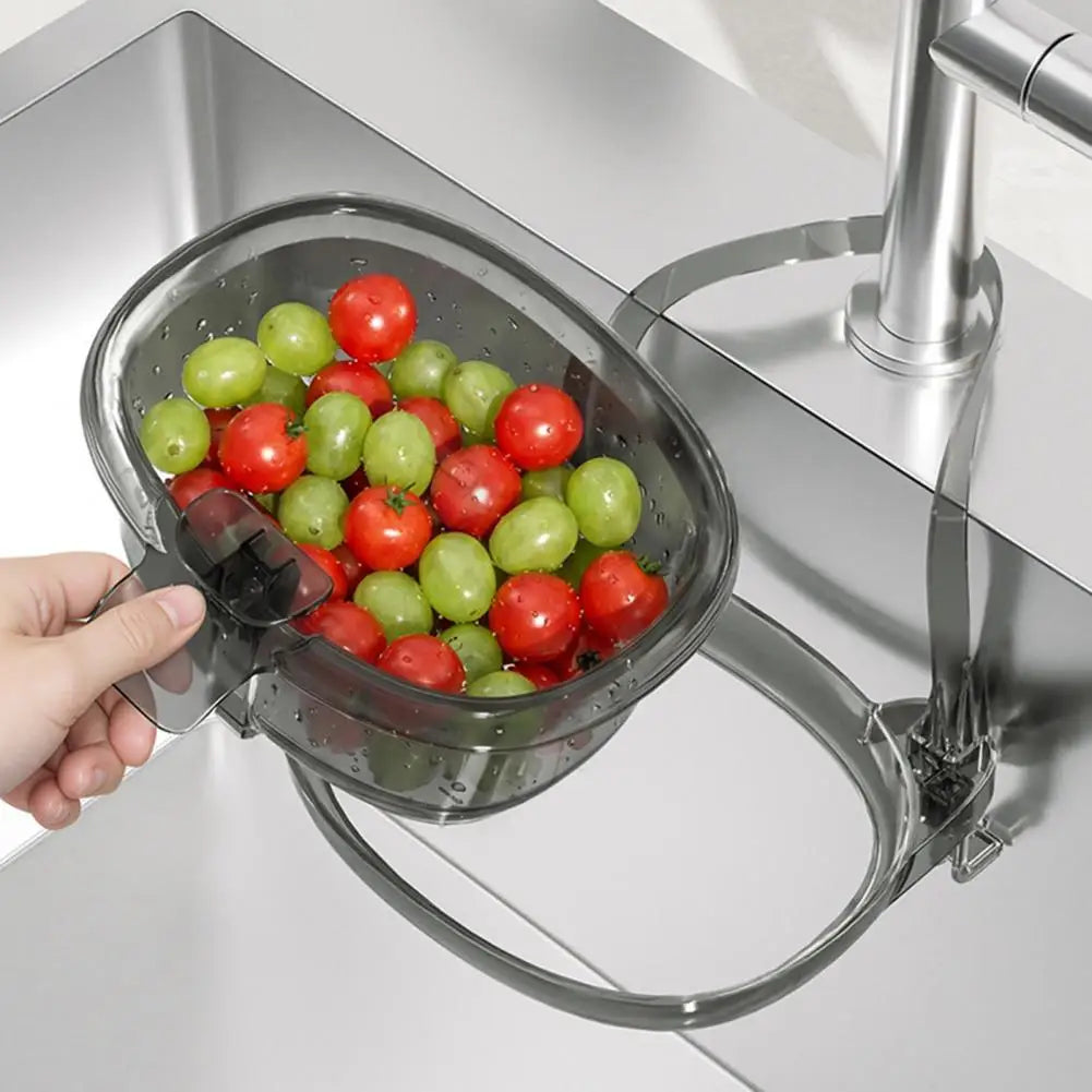 Kitchen Sink Garbage Organizer Hanging Sink Drain Basket with One-press Food Catcher Capacity Plastic Strainer Kitchen
