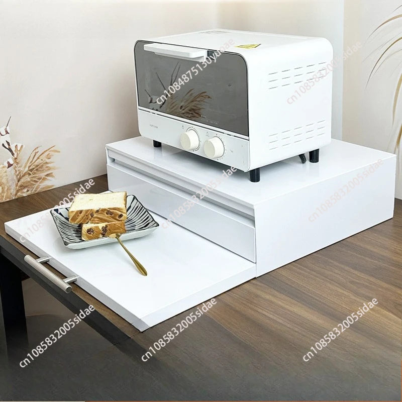 Kitchen Pull-out Tray Microwave Oven Rack Drawer Board Countertop Storage Organizer For Home Appliance Space Saving