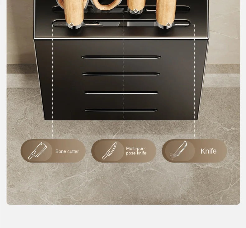 Kitchen knife holder, knife rack, non-perforation, wall-mounted storage box, kitchen organizer  kitchen items
