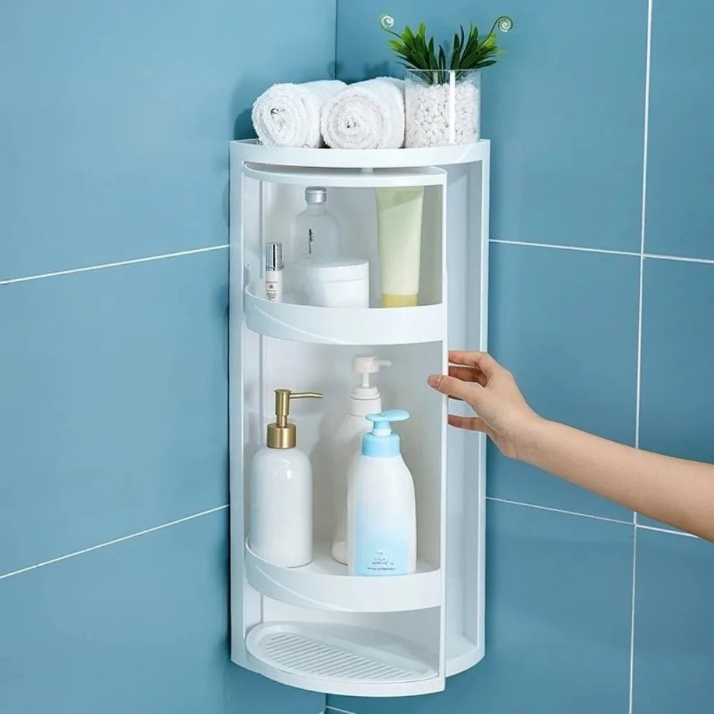 Non porous corner cabinet bathroom corner multifunctional wall mounted storage rack