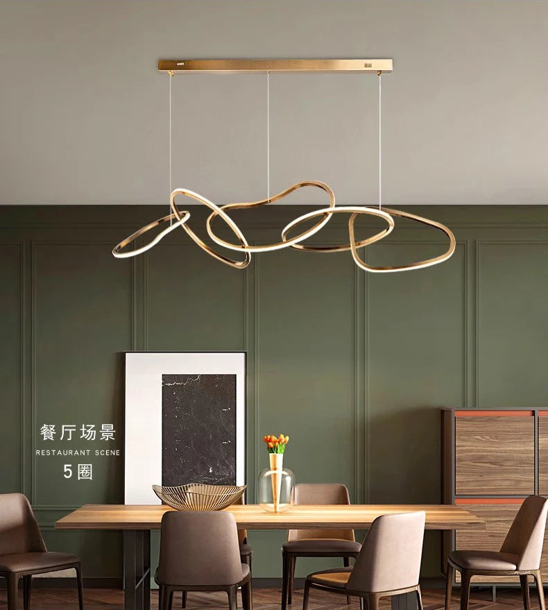 Light luxury LED lustre pendant lights hanging lamps black gold rose gold light for indoor bedroom dining table light fixture