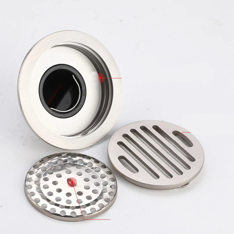 304 Stainless Steel Round Floor Drains Deodorant Drainer Shower Strainer Cover Bathroom Accessories Silver