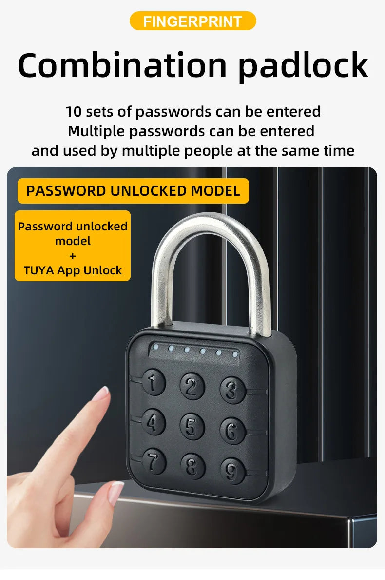 IP67 Waterproof Fingerprint Door Lock Button Cabinet Lock Gym Wardrobe Door Tuya Smart Password Padlock Electronic Door Lock