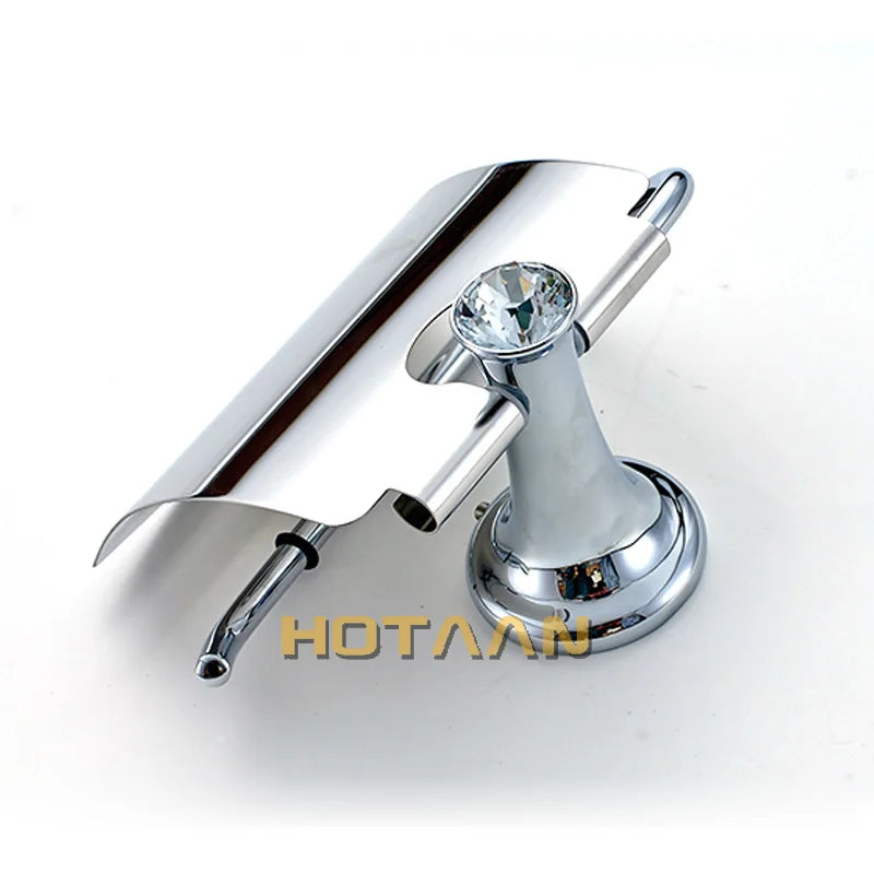 Bathroom Chrome Paper Holder With Crystal Wall Paper Roll Rack Hangs Paper Towel Holder Archaize Waterproof Toilet Paper  Holder