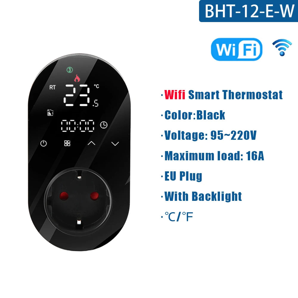 Tuya WiFi Smart Thermostat Socket APP Control Temperature Controller 16A 220V Digital Thermostat Switch EU Plug for Household