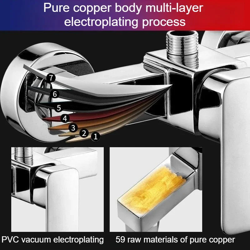 Alloy Shower Cold and Hot Water Faucet Pressure Booster Shower Head Set - Home Use Cold and Hot Mixed Water Valve Bathing Device