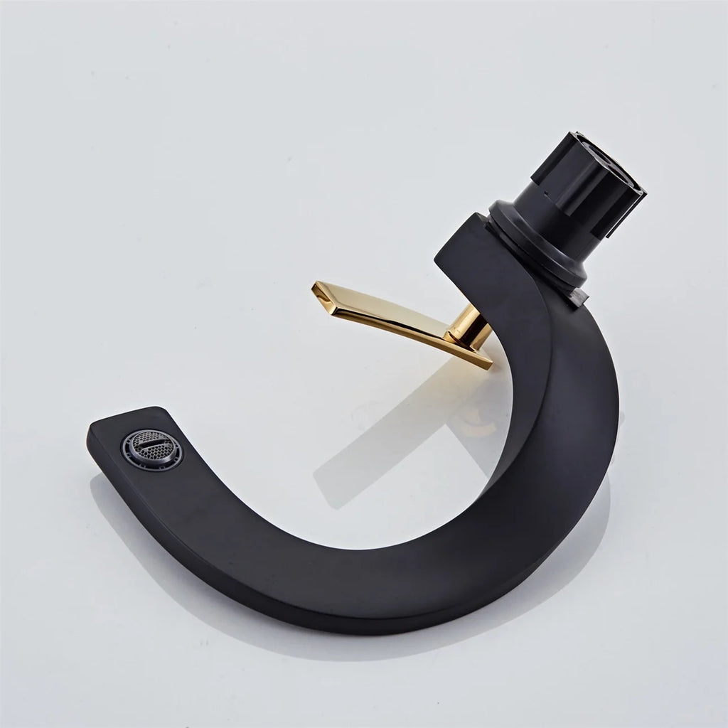 Basin Faucet  Brass Hot and Cold Wash Basin Faucet White with Gold Bathroom Basin Modern Minimalist Creative Faucet PP-12085
