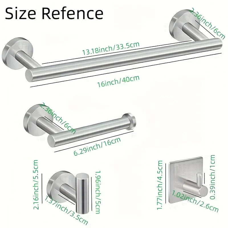 Bathroom Hardware Set Accessories Wall Mounted Stainless Steel Towel Bar Towel Ring Toilet Paper Holder Hook Bathroom Kit