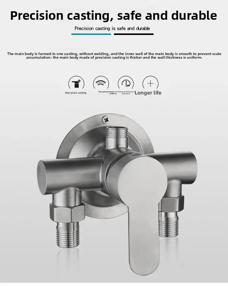 304 Stainless Steel Surface Shower Set Hot and Cold Switch Brushed Water Mixing Valve Faucet