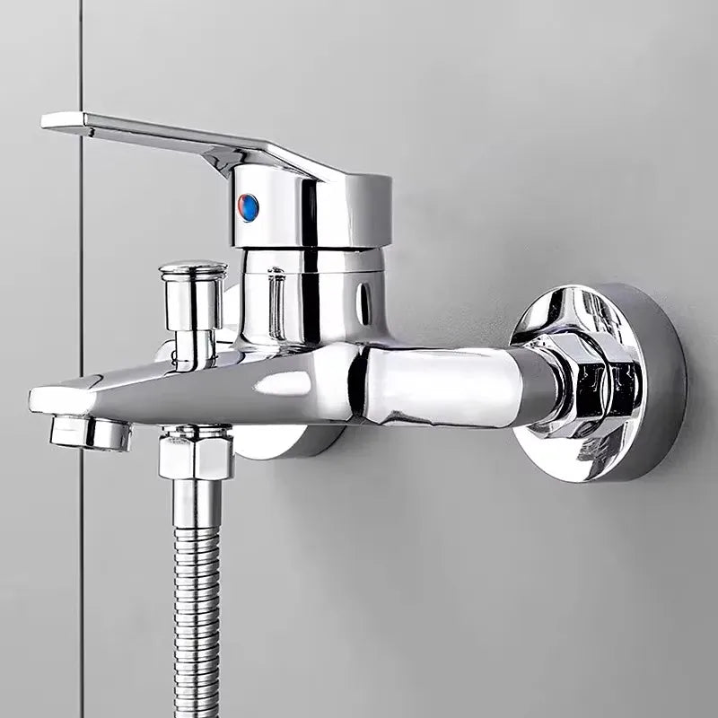 Chrome Plated Wall Mounted Hot and Cold Faucet with Adjustable Dual Nozzles Suitable for Bathroom Household Shower Mixer Tap