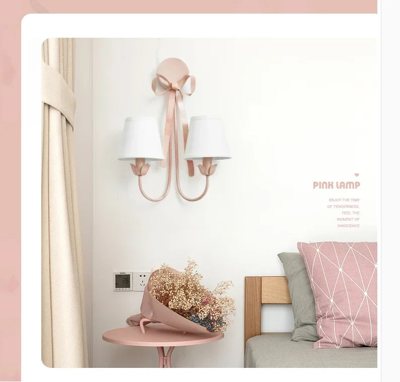 2025 Modern Simple Light Luxury E14 Bowknot Wall Lamp Living Room Bedroom Girl Princess Children Room Lights
