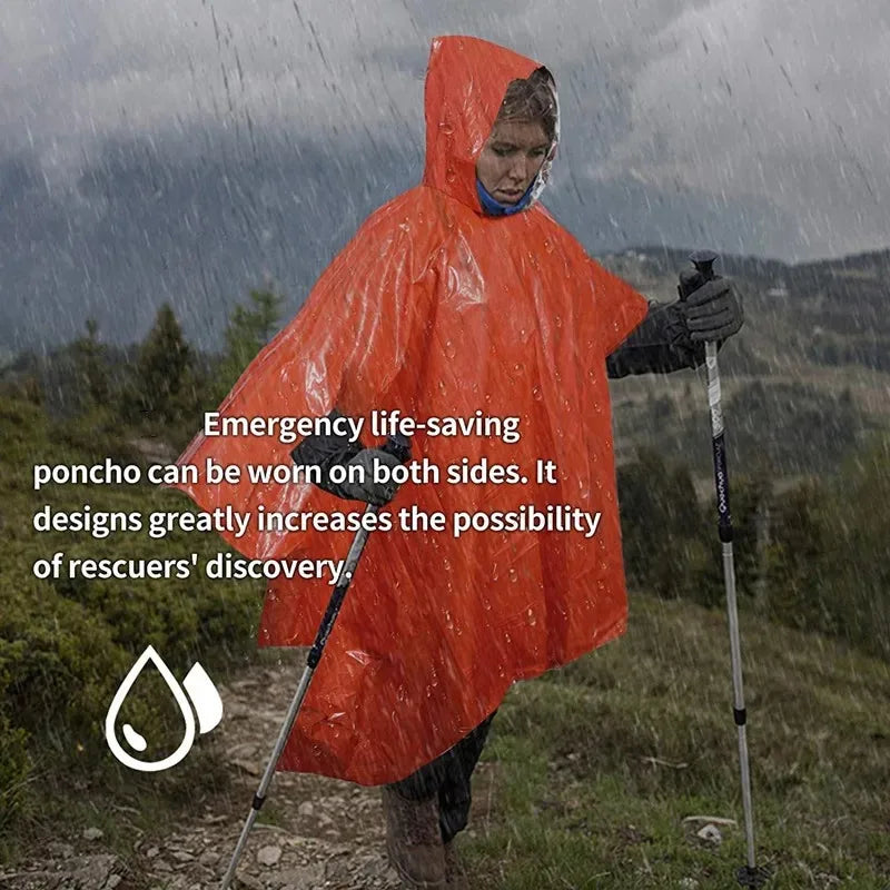 Camping Raincoat Waterproof Survival Emergency Outdoor Multifunction Reflective Clothing Camping Gear Survie Hiking