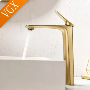 VGX Bathroom Faucets High Basin Mixer Sink Tall Faucet Gourmet Washbasin Taps Water Tap Hot Cold 360° Tapware Crane Brass Black