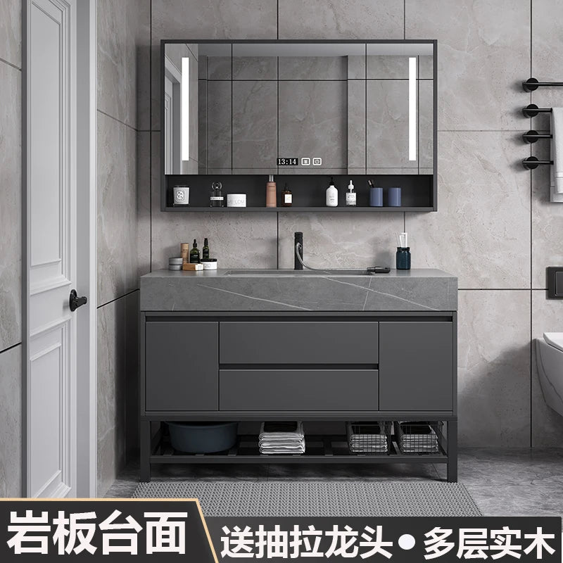 Washbasin Floor Bathroom Cabinets Vintage Drawer Light Toilet Bathroom Cabinets Intelligence Partition Mobiletto Bagno Furniture