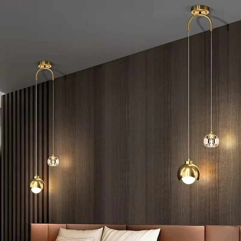 Modern Led Pendant Lights For Bedroom Creative Home Decor Haning Lamp Luxury Dining Room Lighting Gold / Black Crystal Fixtures