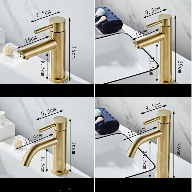 Brushed Gold Bathroom Faucet Modern Lavatory Vanity Sink Faucet Deck Mounted Mixer Toilet Basin Faucets Hot Cold Water Mixer