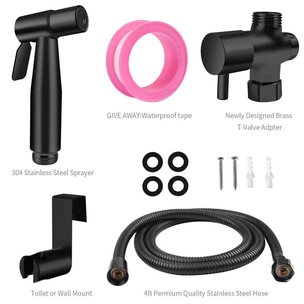 Handheld Stainless Steel Bidet Sprayer for Toilet Faucet Spray Gun Adjustable Water Pressure With Hoses for Feminine Wash US/UK