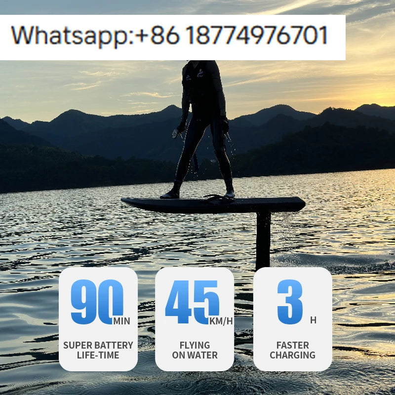 Electric Hydrofoil Surfboard EPP Carbon Fiber 8KW Motor 58AH Battery RUSH WAVE Y1 Standing Water Ski Board Suspended Water Pedal