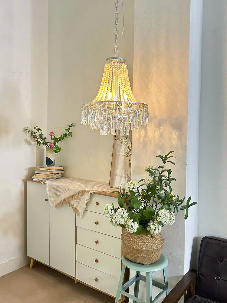 Modern Circular Led Pendant Light For Home Decoration Living Room Foyer Front Staircase Bedroom Crystal Pearl Lighting Fixtures