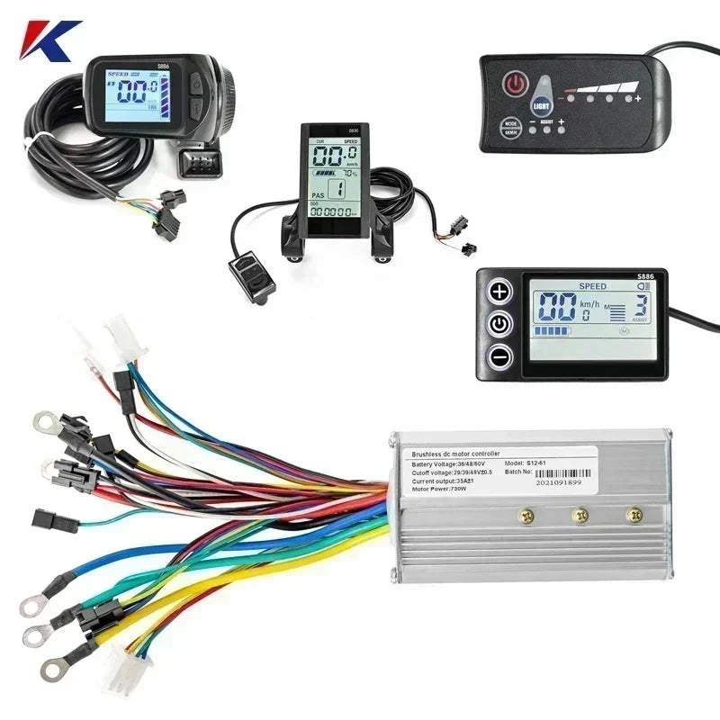 Electric Bike Brushless Controller 25A 35A with LCD Display Electric Bicycle Scooter E-bike Accessories Parts 36V 48V 750W 500W