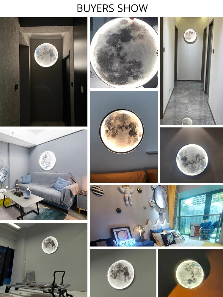 Modern Minimalist LED Moon Wall Lamp Indoor Lighting for Bedroom Background Wall Living ROOM Decorative Bedside Lights