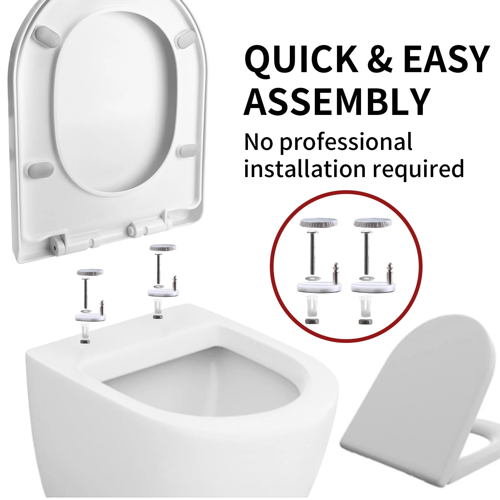 Toilet Seats with Slow Close Hinges Cover Toilet Accessory Portable Slow Down Seat Cover Bathroom Fixture Toilet Parts
