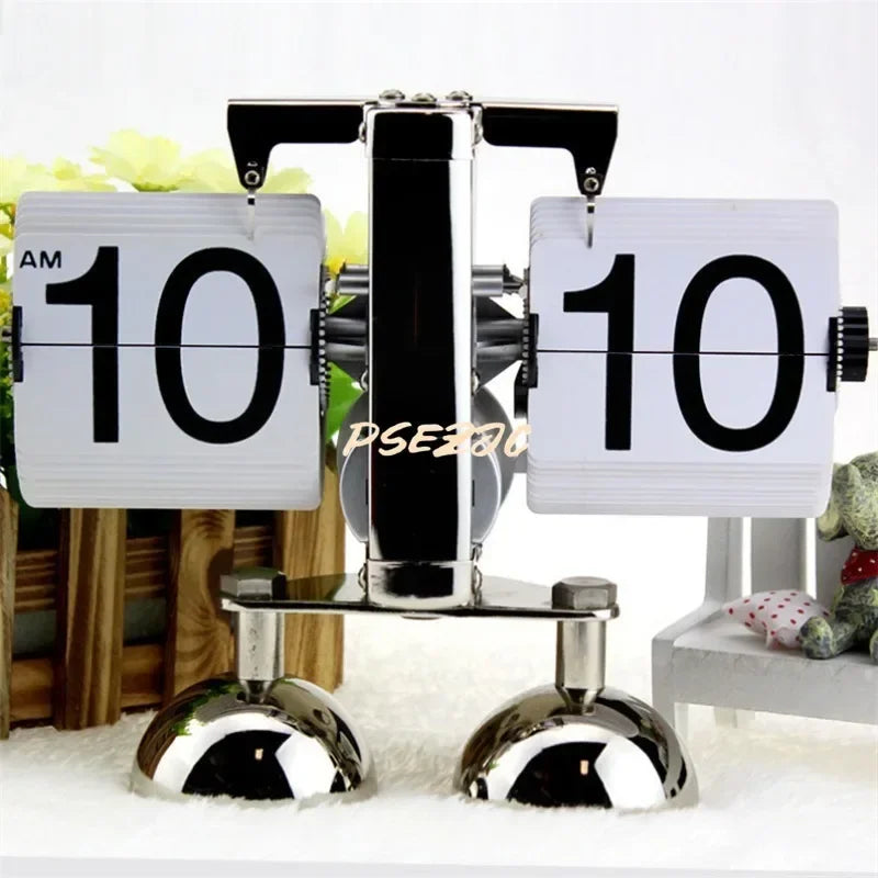 Household Minimalist Portable Automatic Page Turning Clock Retro Nordic Style Desktop Mechanical Page Turning Clock