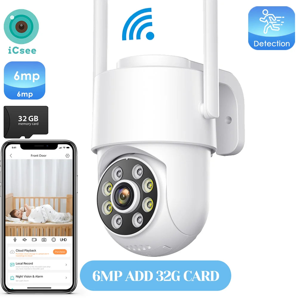 8MP 4K Outdoors Wifi Camera Dual Lens Security PTZ IP Camera 5X Digital Zoom Lens Human IP66 Waterproof Auto Detect Tracking Cam