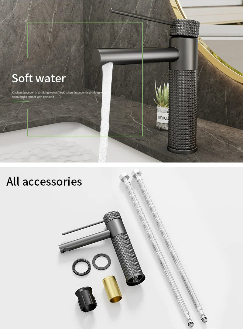Black Basin Faucet Bathroom Washbasin Water Mixer Tap Hot Cold Water Basin Sink Tap Bathroom Faucet Tap Brushed Gold Faucet