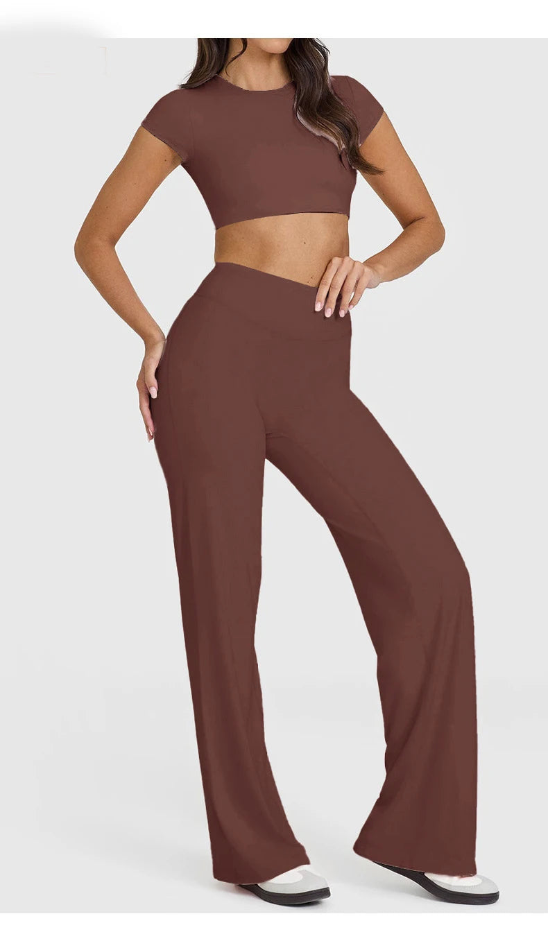 Straight Leg Yoga Pants Soft Butter Fabric Women Clothes Middle Waist Gym Pants Leggings Fitness Pilates Running Sports Trousers