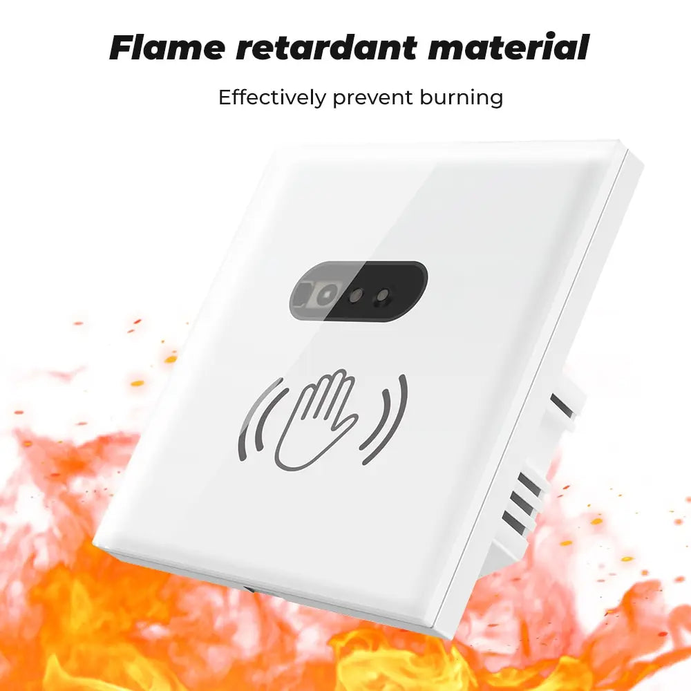 EU US Smart Wall Light Switch Hand Sweep Sensor Infrared Sensor Switch Glass Display Panel Neutral Wire10A No Touch Needed ﻿