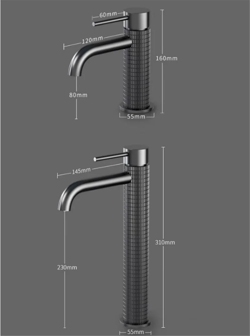 Brushed Rose Gold Bathroom Faucet Brushed Gold Basin Faucet Art Carved Sink Tap Hot & Cold Grey Lavatory Faucet Crane Water Tap